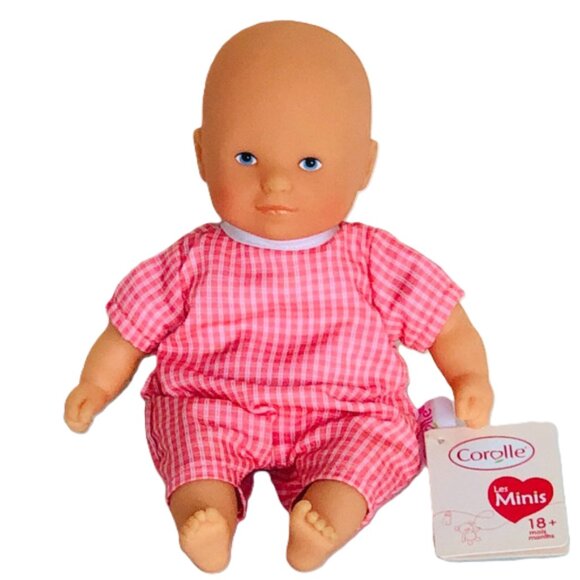 New in Box-Corolle Mini Calin Doll Coral Blue Eyes 8" - Picture 1 of 11